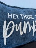 Hey Pumpkin Navy Blue Chenille Throw Pillow