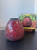 BirdBrain Shimmer Glass Red Mosaic Firepot