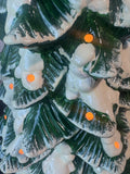 Vintage Snowy Ceramic Lighted Christmas Tree NO BULBS