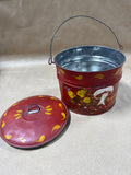 Red Handpainted Metal Tin With Lid