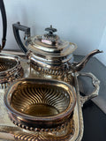 5-Piece Vintage Silver Plate Tea Set with WM Rogers Evandale Tray