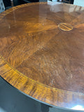 Henredon Round Dining Table with Brass Clawfeet and Inlay; On Casters/NO CHAIRS ***HEAVY ITEM***READ DETAILS ON PICK UP POLICY***