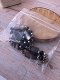 Blue Gray Shell Beaded Necklace & Earrings Set