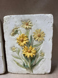 Pair Of 3D Chalkware Floral Wall Hangings