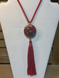 Cloisonné Pendant on Red Cord