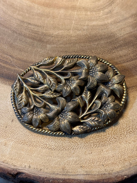 Large Floral Brooch (Antique Gold Tone)