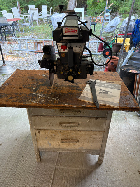 Craftsman 9” Radial Arm Saw Affixed to Cabinet