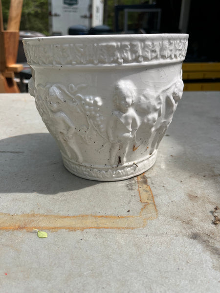 Italian White Ceramic Planter