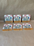 Stoneware Crock Style Cork Back Coasters - Set Of 6 - (E)