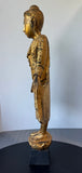 Burmese Mandalay Style Gilded Vintage Wooden Buddha with Glass Inlay