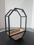 Farmhouse Style Wrought Iron & Wooden Hanging Wall Planter