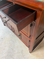 Asian Style Console Cabinet with Protective Glass