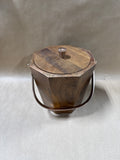 Wooden Mid Century Style Ice Bucket With Rose Gold Hardware