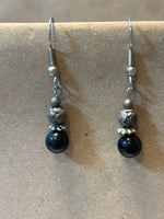 Silver & Black Beaded Earrings