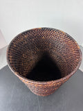 Dark Woven Wicker Wastebasket