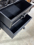Black End Table with Glass, and Storage