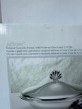 Sealed Oneida Jefferson Silver Plate Covered Footed Casserole with Glass Liner in Box