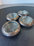 4-Piece Frank M. Whiting Pressed Glass & Sterling Silver Coasters