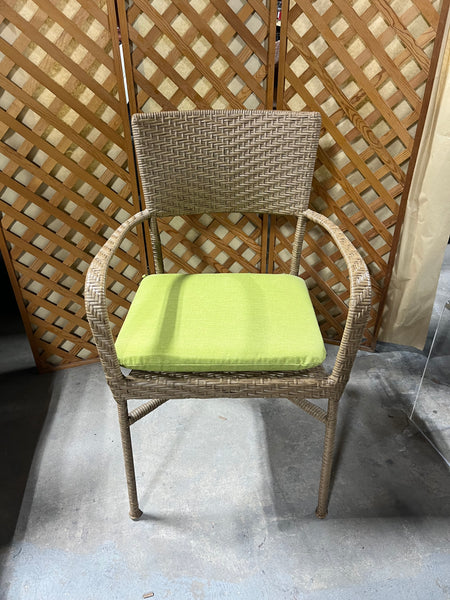 Rattan Chair with Green Cushion, 2Available, PRICED INDIVIDUALLY, $35 each