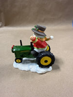 Waving Snowman On John Deer Tractor With Box