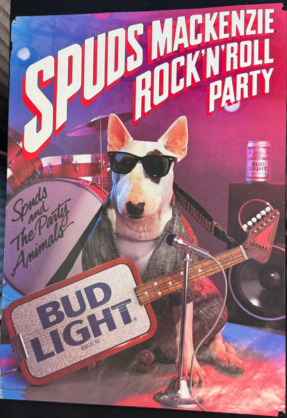 (B) Spuds Mackenzie Rock N’ Roll Party 1987 Vintage Bud Light Poster