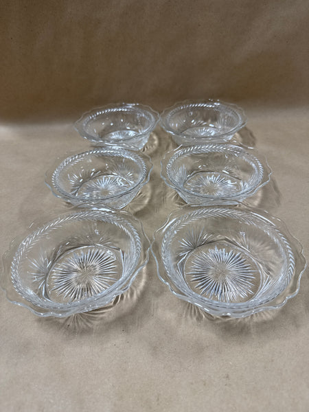 Set Of 6 Clear Glass Desert Bowls