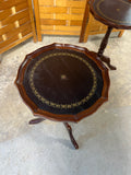 Leather Inlay Pair of Pedestal Side Tables/Stands