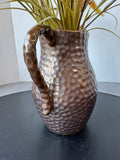 Hammered Metal Pitcher with Artificial Cattails