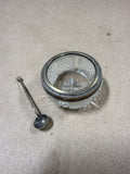 Clear Glass Salt Cellar With Silverplate Rim And Spoon (B)
