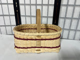 Woven Basket with Handle/Red Accents