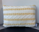 White & Gold Sweater Knit Indoor/Outdoor Throw Pillow