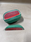 Small Folk Art Watermelon With Slice Cutout - Signed (B)