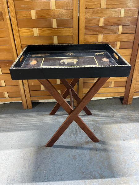 Tray Table with Glass, Folding Luggage Rack Style Base – Williamsburg ...