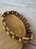 Monet Gold Tone Panel Link Vintage Bracelet