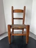 Wooden Vintage Child’s Chair with Woven Seat