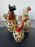 Kirklands 3-Piece Snowman Tealight Luminary Glazed Ceramic Family