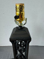 Heavyweight Black Metal Scroll Tower Table Lamp (WORKS)