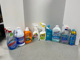 Cleaning Lot B. Most bottles at least half full