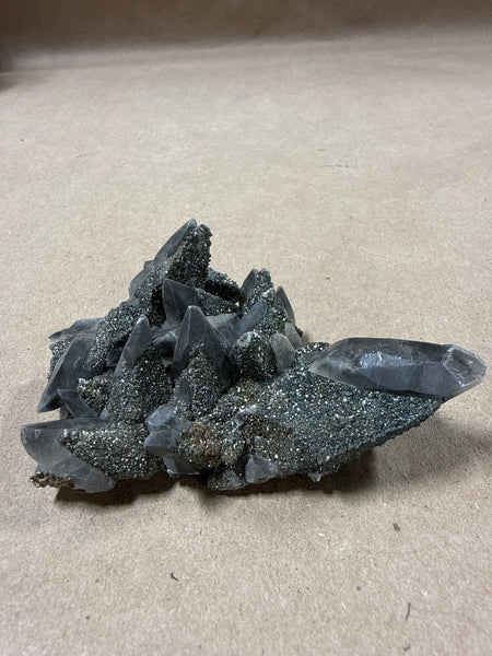 (O) Quartz Cluster Coated In Pyrite Druzy