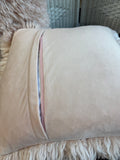Pair of Blush Pink & White Shag Feather Throw Pillows