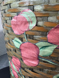 Tomato Fabric Decoupage Large Round Woven Basket