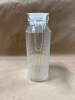 Rectangular Textured Glass Juice Pitcher With White Plastic Lid