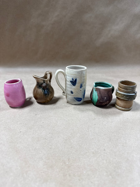 Lot Of 5 Miniature Pottery Pitchers And Cups