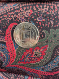 Chaps Paisley Rolling Suitcase with Brown Leather Trim