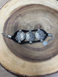 Bracelet with Leather Cord & Silver Tone Medallions