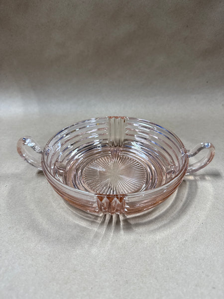 Pink Depression Glass Candy Dish With Handles