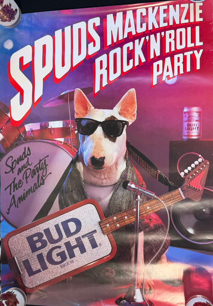 (A) Spuds Mackenzie Rock N’ Roll Party 1987 Vintage Bud Light Poster