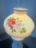 Aladdin Lincoln Drape Pink Alacite Floral Converted Oil Lamp (WORKS)