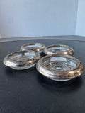 4-Piece Unbranded Pressed Glass & Sterling Silver Coasters