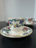 (I) 8-Piece Royal Doulton England The Majesty Collection Floradora Demitasse Cups & Saucers Set